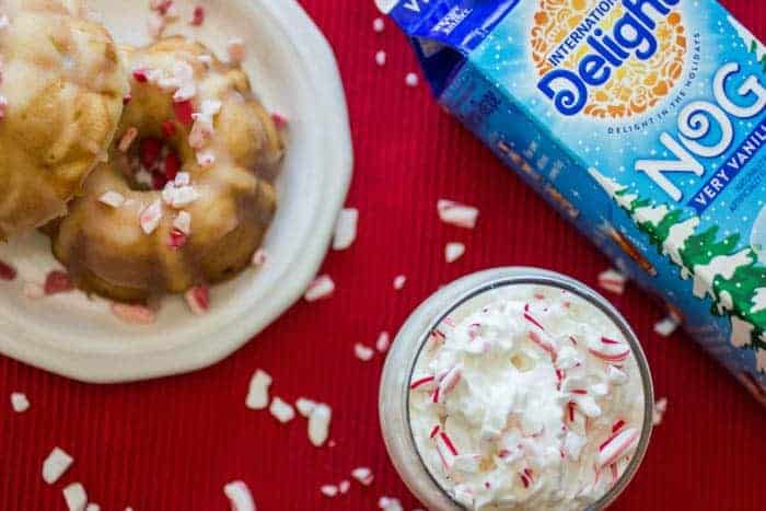 Peppermint Nog Mini Bundt Cakes with Peppermint Nog and Hot Chocolate Recipes. 